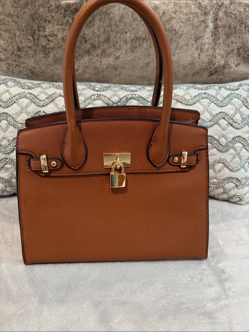 Classic Structured Tote Handbag in Brown